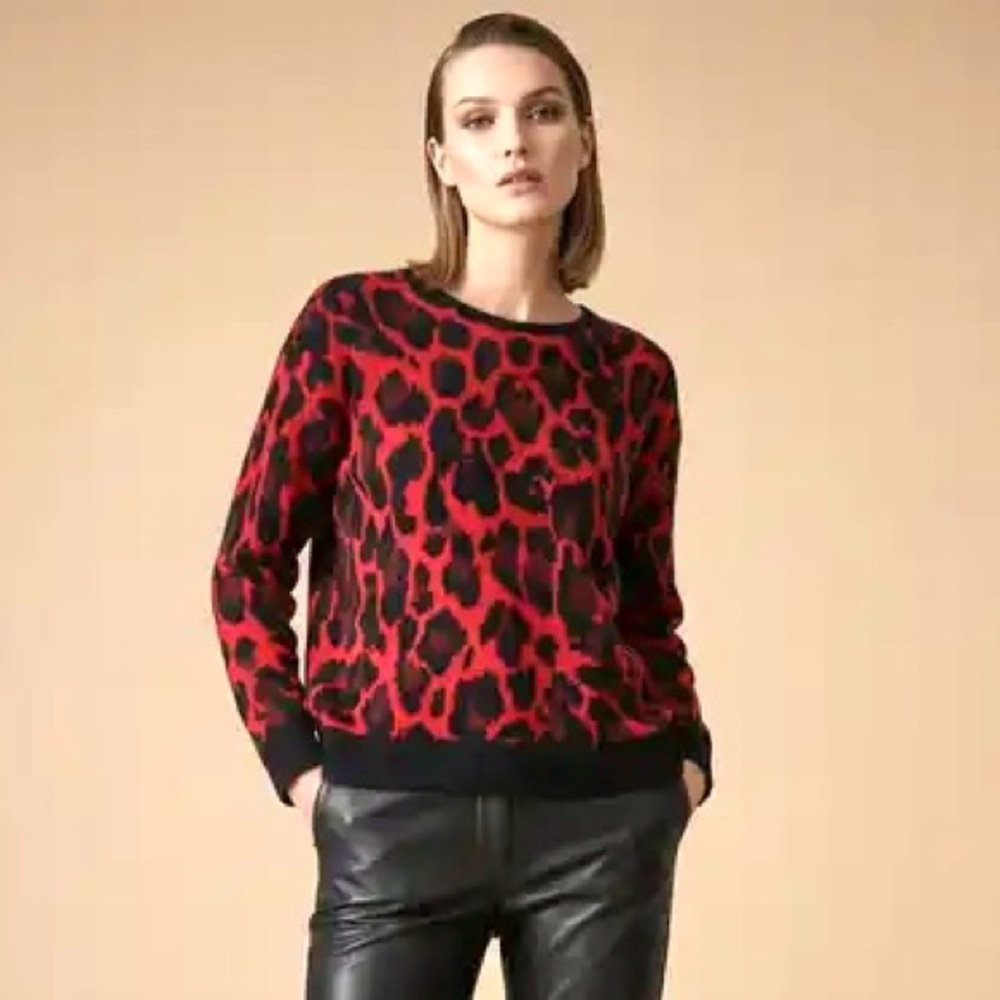 APT. 9 Red & Black Animal Print Sweater